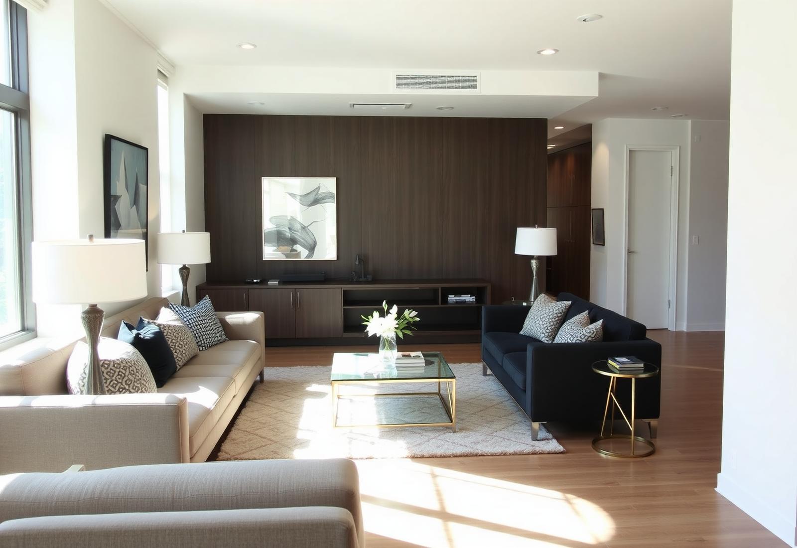 Modern luxury Rancho Bernardo apartment living room professionally cleaned